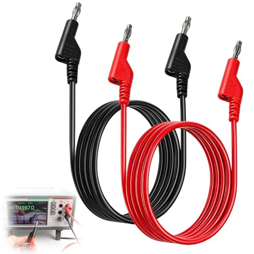 2 x 1000A Prüfkabel mit Bananenstecker 4mm, Stapelbares Multimeter Kabel | 1000V 15A Messleitungen 4mm für Labornetzteil Multimeter Elektrische Prüfung, 1M Labornetzteil Kabel, Rot/Schwarz