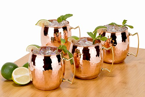 Old Dutch OS429H International, Purveyors of the Original 100% Pure Copper, Unlined Hammered Moscow Mule Mug, 16-Ounce, Set of 4