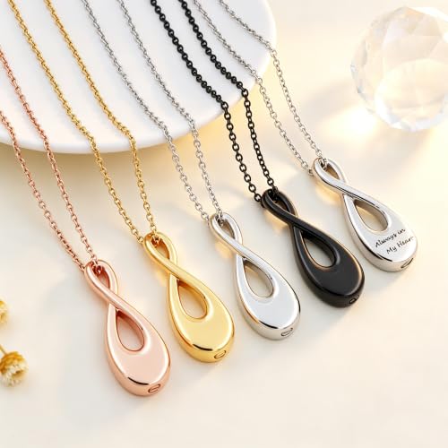 SIYUU Infinity Love Cremation Jewelry for Women Men Urn Pendants for Ashes Holder Memorial Keepsake Urn Necklace Cremation Ashes Jewelry for Pet/Human Gold