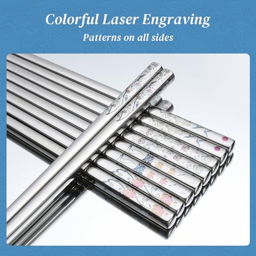 Stainless Steel Chopstick Gift Set, 9.8", Chinese Style All Style-5 Pairs Gift Set