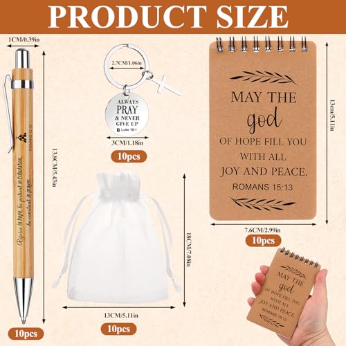 CNSJ 40Pcs Christian Gift Bible Verse Notepads and Pens Religious Keychains Classic