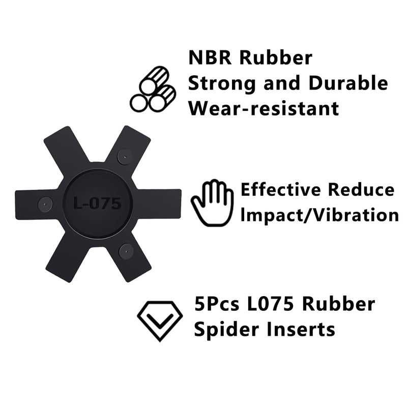 [Australia - AusPower] - Flexible NBR Rubber Spider Insert Solid Spider Center Insert, Rubber Spider Insert Spider Center Insert for L Jaw Coupling L-Jaw Coupler (5Pcs L075) 5Pcs L075 