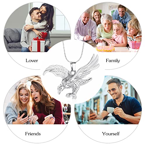 constantlife Cremation Jewelry for Ashes Stainless Steel Eagle Memorial Urn Necklace Keepsake Pendant for Human Pets Silver