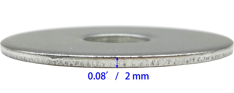 [Australia - AusPower] - 3/8" x 1" OD Stainless Fender Flat Washer 50 Pcs,1" Outside Diameter, 0.080" inch Thickness,18-8 (304) Stainless Steel 3/8" x 1" - 50 pcs 