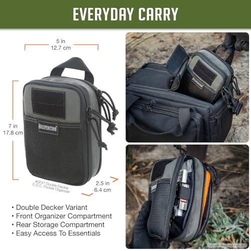MAXPEDITION Double-Decker EDC pocket organizer tool pouch in Wolf Gray, 5 x 7 inches