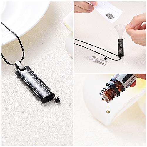 constantlife Cremation Necklace Cremation Jewelry 30mm Lord's Prayer Stainless Steel Polished Cube Cremation Pendant Memorial Ashes Keepsake Urn Necklace 2pcs-Silver+Black