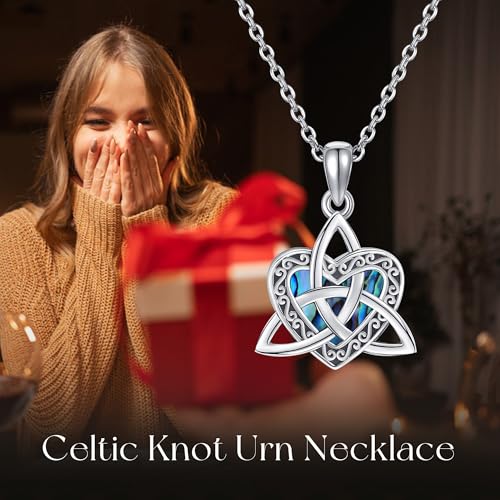 MONGAS Arrowhead/Celtic Knot/Tree of Life/Cherry Blossom Urn Necklace Sterling Silver Created Turquoise Arrowhead Pendant Arrow Viking Jewelry for Men Celtic Knot