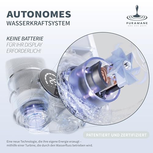 Puramane Water Filter Faucet with LED Display, Activated Carbon, 1 Filter Cartridge | French brand, LED display, UV water filter, instant anti-limescale filter, system with a filter cartridge