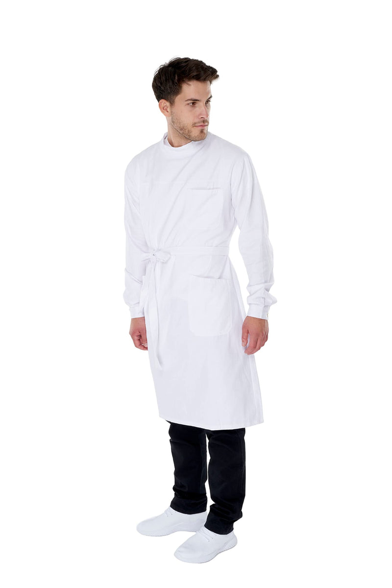 KOKOTT Surgical and dental technician and laboratory gown with back closure, 100% cotton 3XL White