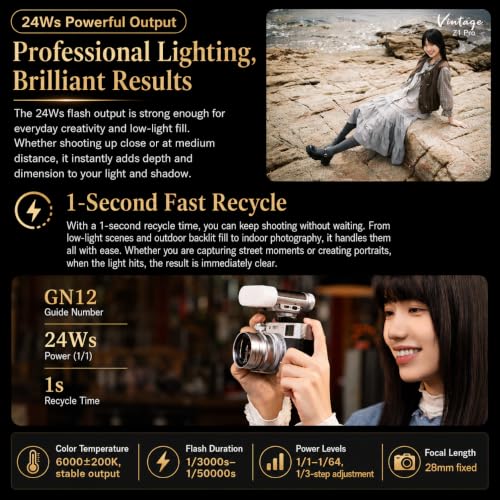 VILTROX Z1 Pro S TTL Retro Camera Flash for Sony, 1/8000s HSS, 24Ws US-Z1 PRO-S