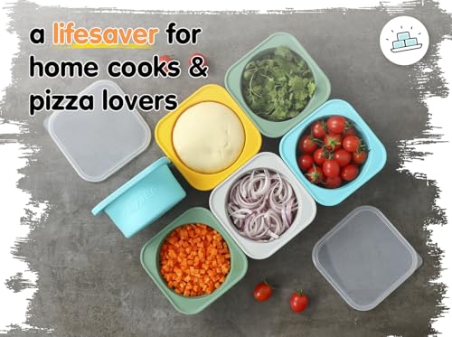 Red Stackable Silicone Artisan Pizza Dough Proofing Container Boxes with Lids-500ml-Fresh Dough Made Easy! (4set) 4 set