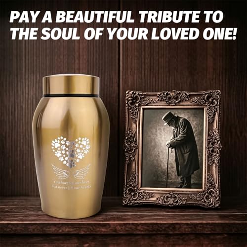 Cremation Urns for Human Ashes Adult for Woman Men with Wings of Angel Gold Middle