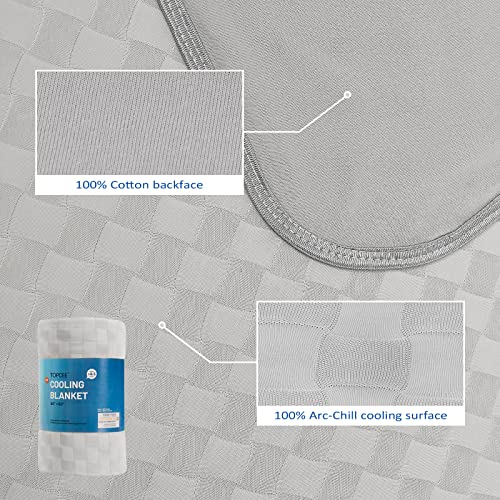 Topcee Cooling Blanket, Summer Cooling Blankets for Hot Sleepers, Arc-Chill Q-Max>0.5 Cool Fiber, Oeko-TEX 100% Certified, Soft, Breathable, Double-Side Bed Throw,Keep Cool for Adults Kids 90"x90" Grey-new 90"x90"