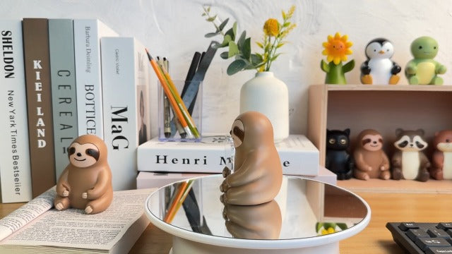 Tiny Sloth Statue with Heart Acrylic Plaque, Inspirational Resin Figurine Desk Decor, Motivational Gift for Women Men, Encouragement Keepsake for Office, Graduation, Birthday PF007 Tiny Sloth Statue PF007