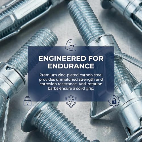 RiseDirectly M5-65 hollow-wall anchors, zinc-plated steel Molly bolts for drywall, plaster, tile, and cavity walls