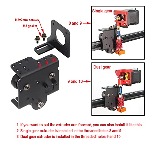 Upgrade Direct Drive Support Aluminum Alloy Plate with 3pcs Pulleys Compatible with Dual/Single Gear/Titan/BMG Extruder for Ender 3 V2 Ender 3 Pro CR-10(Plate)