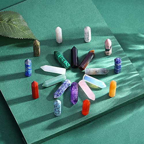 QINJIEJIE 20 PCS Healing Crystals Stones Sets Wands Bulk Pocket Gemstones A-multi-colored - 20pcs