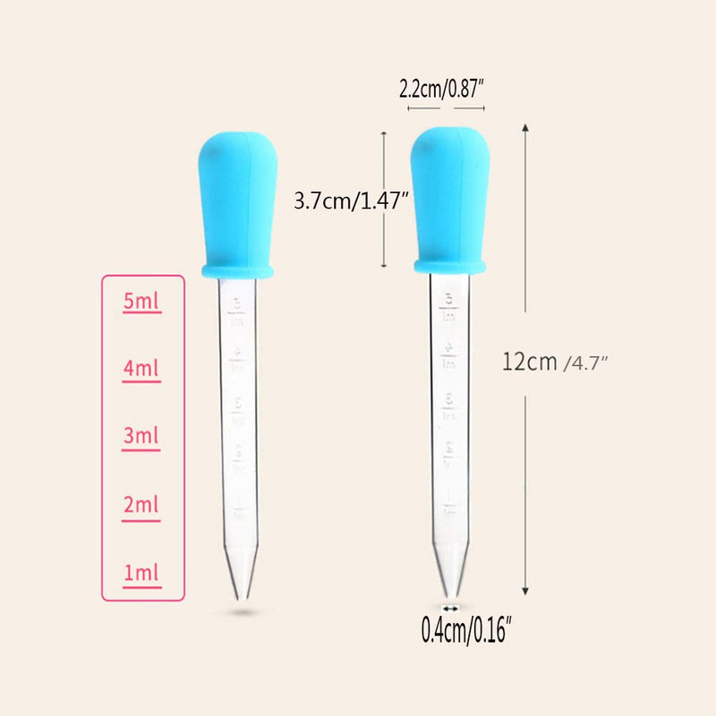 [Australia - AusPower] - 5ml Liquid Droppers Medicine Silicone and Plastic Pipettes Eye Dropper with Bulb Tip for Kids Candy Molds (8 Pack) 