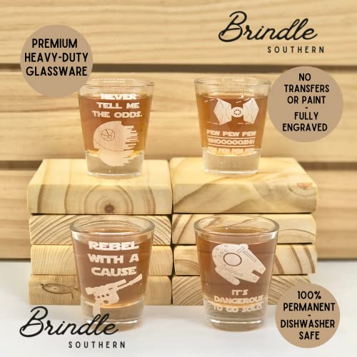 SW Etched Shot Glass Set of 4: Sci-fi Space Star Noises Wars Shot Glasses