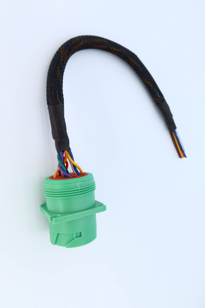[Australia - AusPower] - Type 2 Green j1939 Pigtail Cable Female 9Pin to Open end Flange 1ft Flange Female Pigtail 