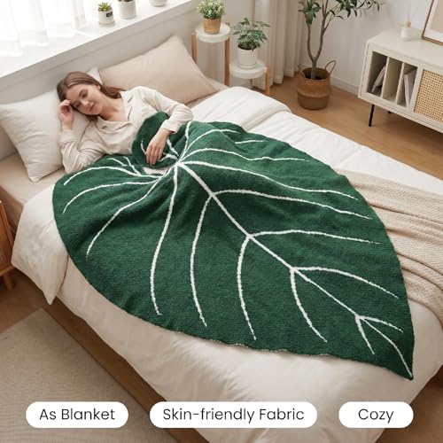 Leaf Sherpa Blanket Large – Soft Throw for Sofa & Bed