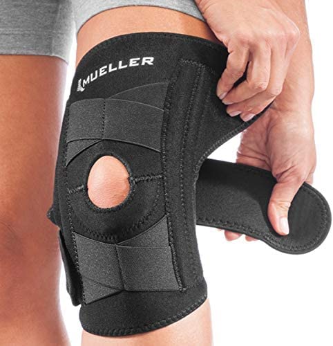 [Australia - AusPower] - MUELLER Sports Medicine Self Adjusting Knee Stabilizer, Knee Pain Relief Support for Men and Women, Ideal for Arthritis, Sprains, Black, One Size 
