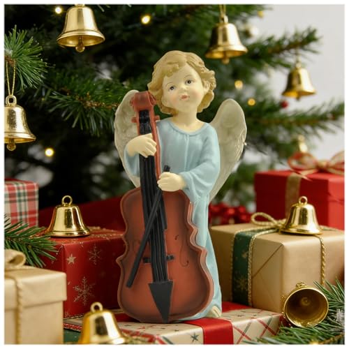 Cello Angel Figurine, 7.09 Inch Resin Musical Spiritual Decor 7.09'' Angel Playing Cello