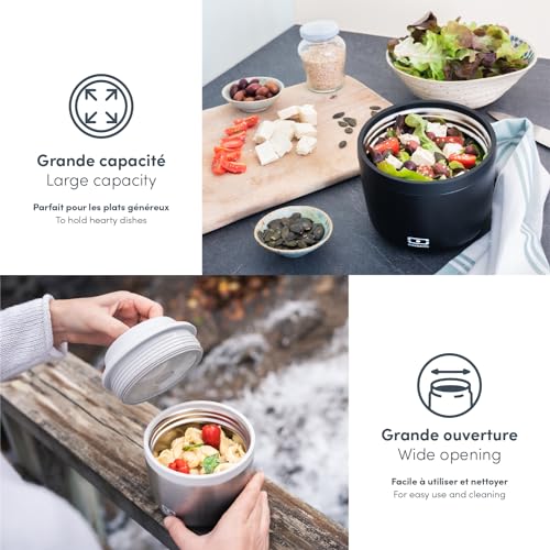monbento - Insulated Lunch Box MB Element black Onyx - Airtight and Insulated Bento Box Perfect for Work/Hiking/Outdoor Sports - Keeps Food Hot/Cold - BPA Free - Food Grade Safe - Black