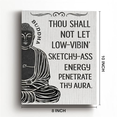 Buddha Canvas Wall Art, Positive Energy Buddha Canvas Wall Decor Spiritual Zen Den Decoration for Yoga Studio Spa Therapy Meditation Room Home Decorations 8x10 Framed A07