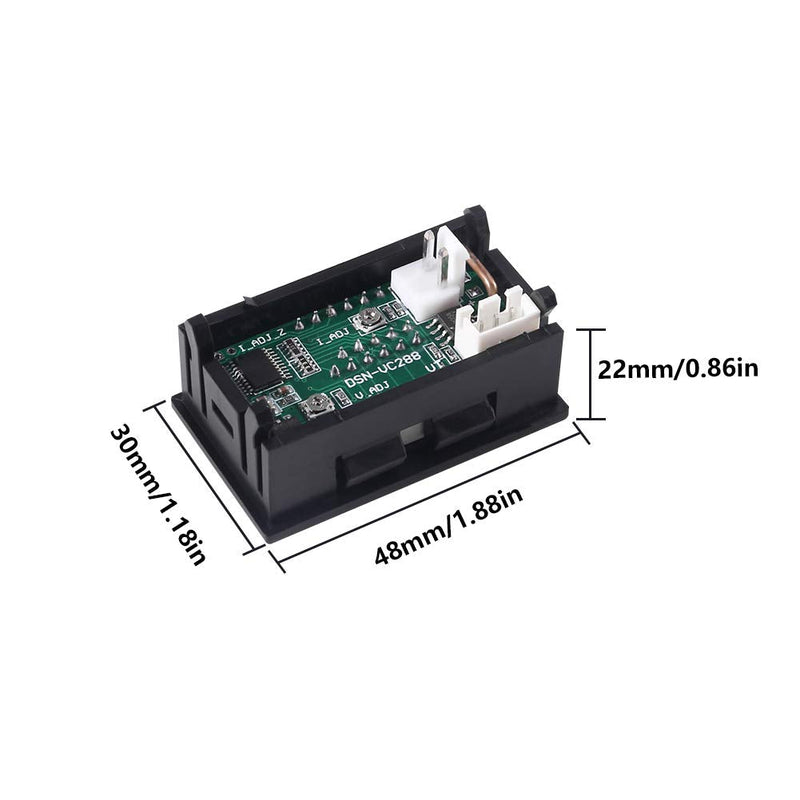[Australia - AusPower] - 10pcs 0.28" LED Voltmeter Ammeter, Red and Blue Digital Multimeter Display Voltage Current Tester,DC 0-100V 10A Detector Voltage Current Meter Panel Amp Volt Gauge (10pcs) 10pcs 