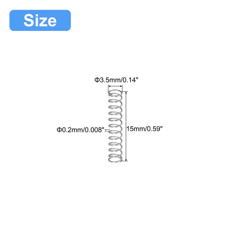 [Australia - AusPower] - uxcell Compression Spring, 5Pcs 304 Stainless Steel, 3.5mm OD, 0.2mm Wire Size, 15mm Free Length, Silver Tone 0.2mmx3.5mmx15mm 