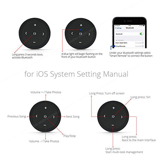[Australia - AusPower] - Wireless Bluetooth Media Button Remote Selfie Control Car Motorcycle Steering Wheel Music for iPhone or Android with Mount 