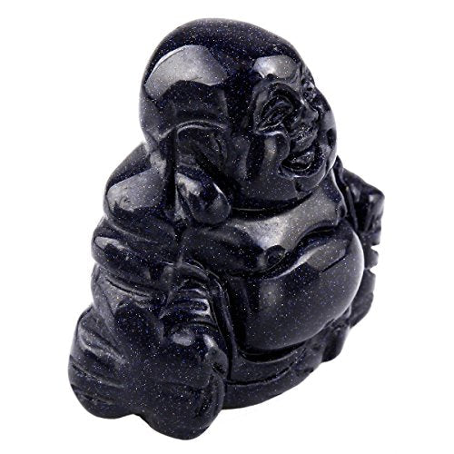 Rockcloud 1.5" Blue Sand Stone Laughing Happy Buddha Feng Shui Figurine 1.5" 4.blue Sand Stone