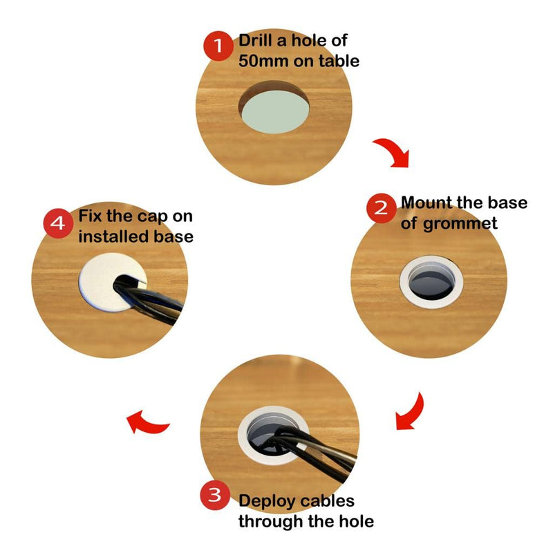 [Australia - AusPower] - MAHDPRO Desk Grommet White 2 Inch (50 mm) Pack of 5-ABS Plastic Desk Cord Hole Cover to Arrange Cables & Wires Through Computer Table/Countertops 2 Inch-White-5PCS-ABS 
