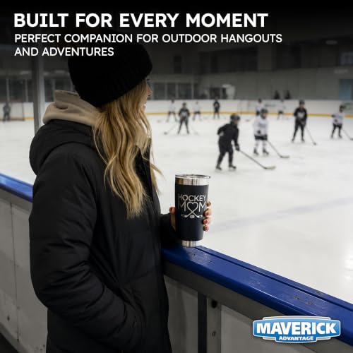 Maverick Advantage Hockey Mom Dad Tumbler Set 20oz Black Sliding Lock Lid