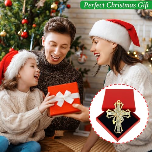 Gold Cross Christian Christmas Ornaments 2026 Religious Ornament for Christmas Tree Metal Cross Hanging Ornaments for Women Men Religious Nativity Keepsake Gifts Rhinestone Ornament Cross1