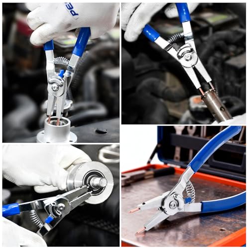 PESIKO 8-inch snap ring pliers with interchangeable tips for internal and external rings