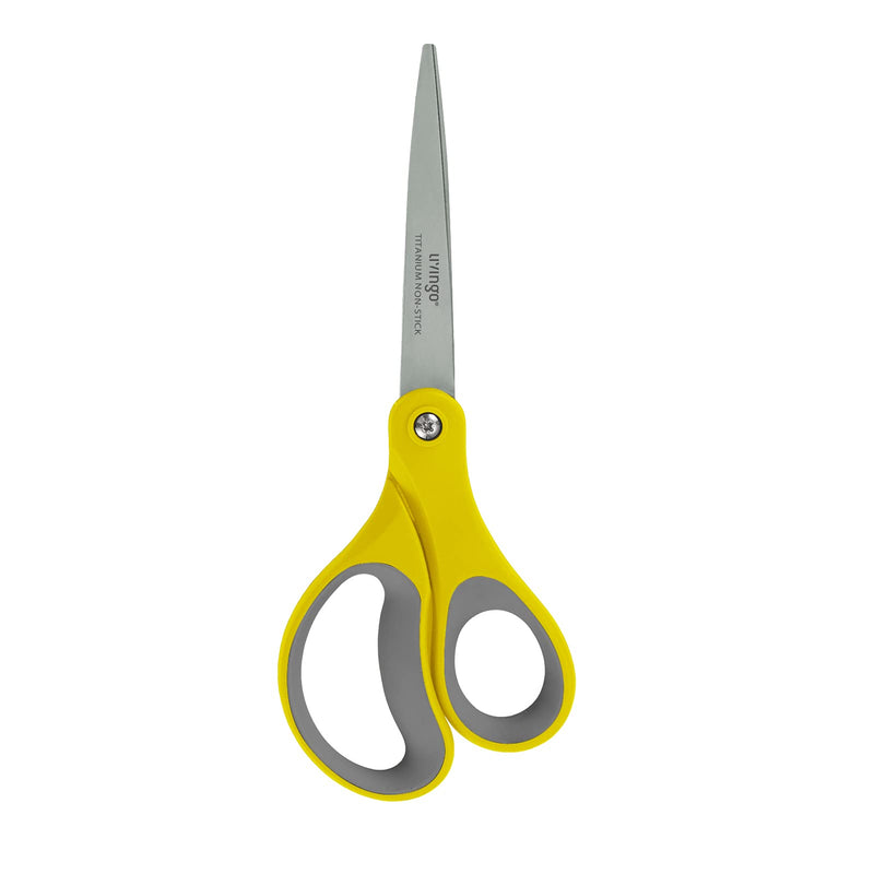[Australia - AusPower] - LIVINGO 8" 2 Pack Scissors, Titanium Coated Sharp Stainless Steel Non-stick Scissors All Purpose, Comfort Grip Handles Shears for Office Home Supplies Crafting DIY Cutting Tape Adhesive General Use 2 Pack 8" Yellow/Grey 