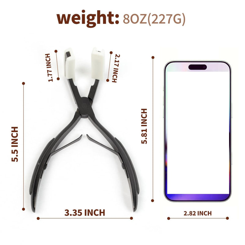 Black Hair Extension Tools Professional Stainless Steel Hair Extension Pliers Anti Slip Pad Clamp Tool For Salon Stylists & Home Users Tape In Hair Extensions Installation 5.8 Inch Black