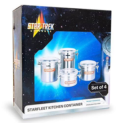 Star Trek: The Next Generation Stainless Steel Kitchen Storage Jar Containers With Seal-Tight Lids, Set of 4