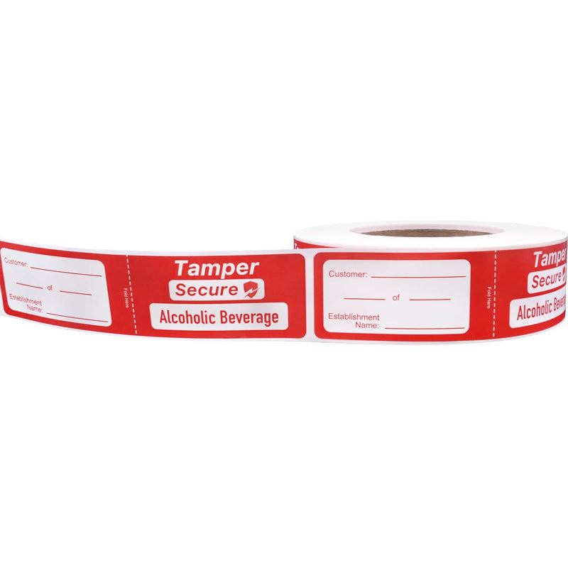 Alcoholic Beverage Tamper Evident Proof Seals for Food Safety - to-Go Drink Stickers with Secure, Easy to Peel Stickers, 1.5 x 6 Inch, 500 Total Labels on a Roll