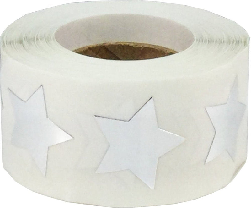 Metallic Silver Star Stickers, 3/4 Inch, 500 Metallic Plastic Labels per Roll - Perfect for Rewards, Decorations, and Crafts in Schools, Offices, and Home Use Metallic Silver
