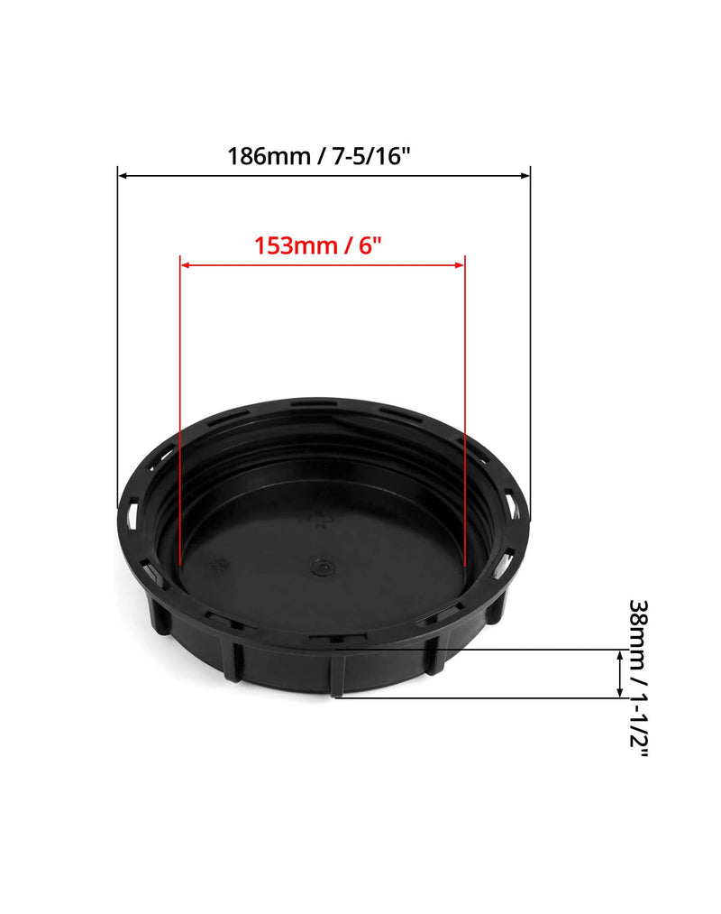 [Australia - AusPower] - QWORK Black 6" Solid Cap for Mauser IBC Tote - High Density Polyethylene (HDPE) - Industrial-Grade Secure Seal - Resistant to Impact and Harsh Chemicals 1 pack 