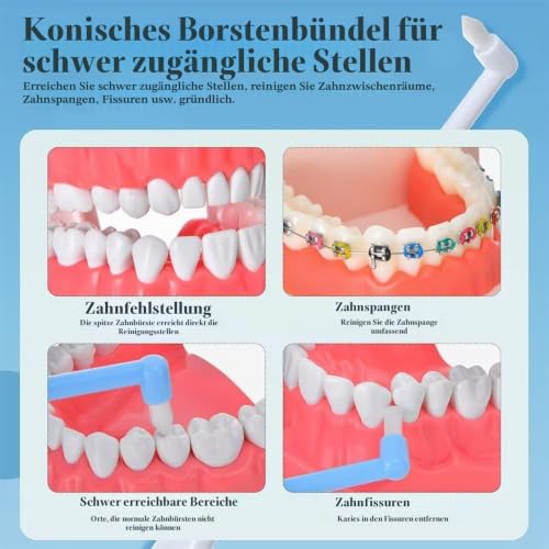 Tuft Toothbrush, Single Tufted Toothbrush, Pack of 3, Pointed / Round/Flat Bristles, Tufted Brush for Orthodontic Braces Bridge Detail Cleaning