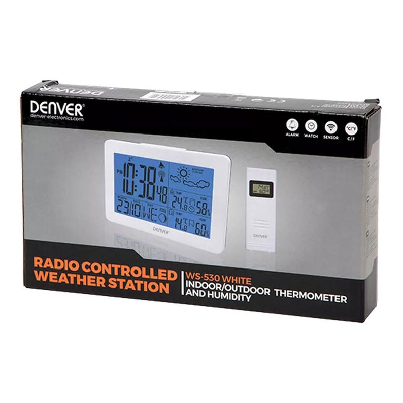 [Australia - AusPower] - Denver WS-530 Weather Station with Outdoor Sensor, Alarm Function, Temperature and Humidity Measurement, White 