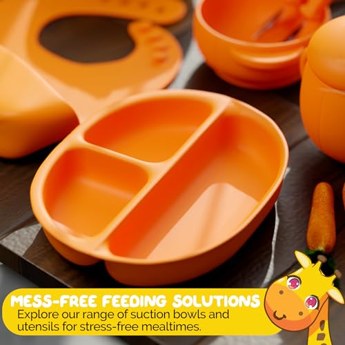 Kids Dinnerware set by Muqee Peeko for Infant Feeding BLW Supplies and Toddler Dishes (6 Piece Set) Pumpkin Patch