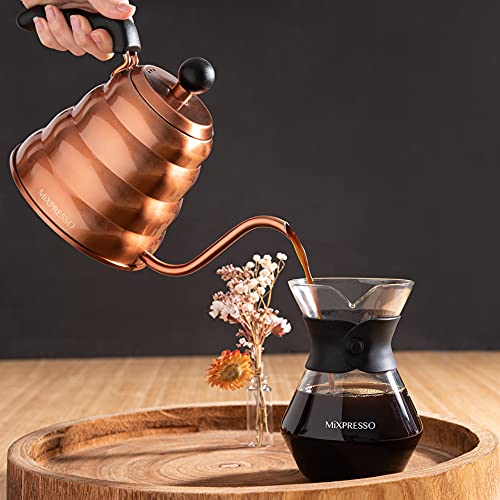 Mixpresso Pour Over Coffee Maker, Glass Carafe with Coffee Dripper, 13.5 Oz