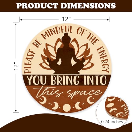 Positive Energy Buddha Front Door Sign, Meditation Room Zen Den Wood Door