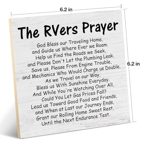 Funny Camping Sign The RVers Prayer Wood Plaque Desk Signs for Home RV Camper RV Motorhome Accessories Decorations Gifts for RV Owners Camping Lover