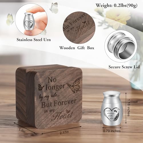 SOITIS Small Urns for Human Ashes Keepsake 1.2 Inches Stainless Steel Mini Urns for Ash Square Box Tiny Cremation Urns for Women Men Funeral Keepsake Urn Square Box B